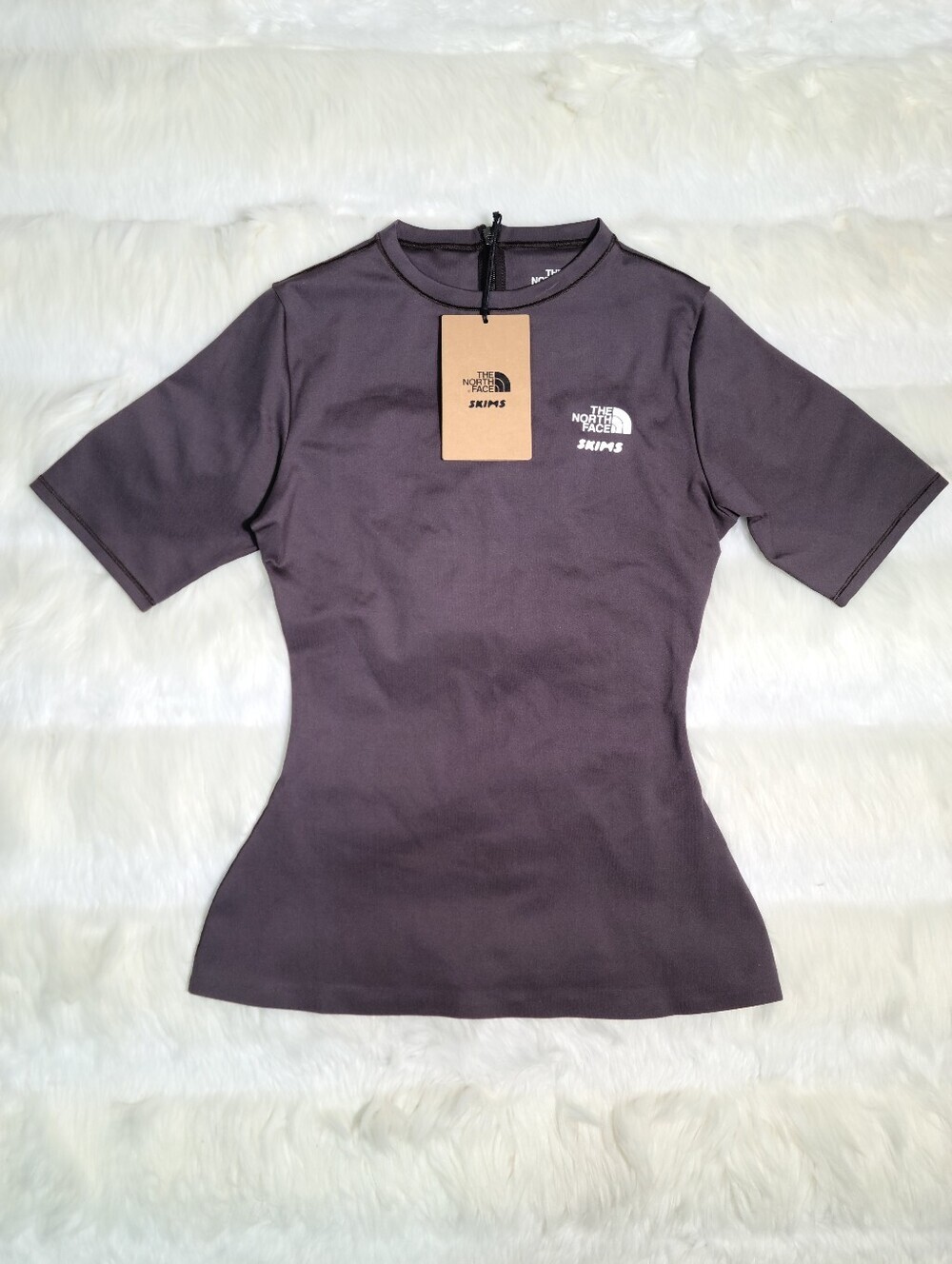 The North Face TNF x SKIMS Refina Short Sleeve Top SK Purple Phoenix Small NEW